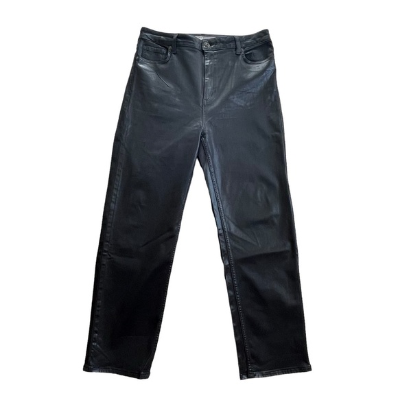 ASOS Women’s High Waisted Coated Wax Straight Leg Jeans Size 34/32 Black - Picture 1 of 8